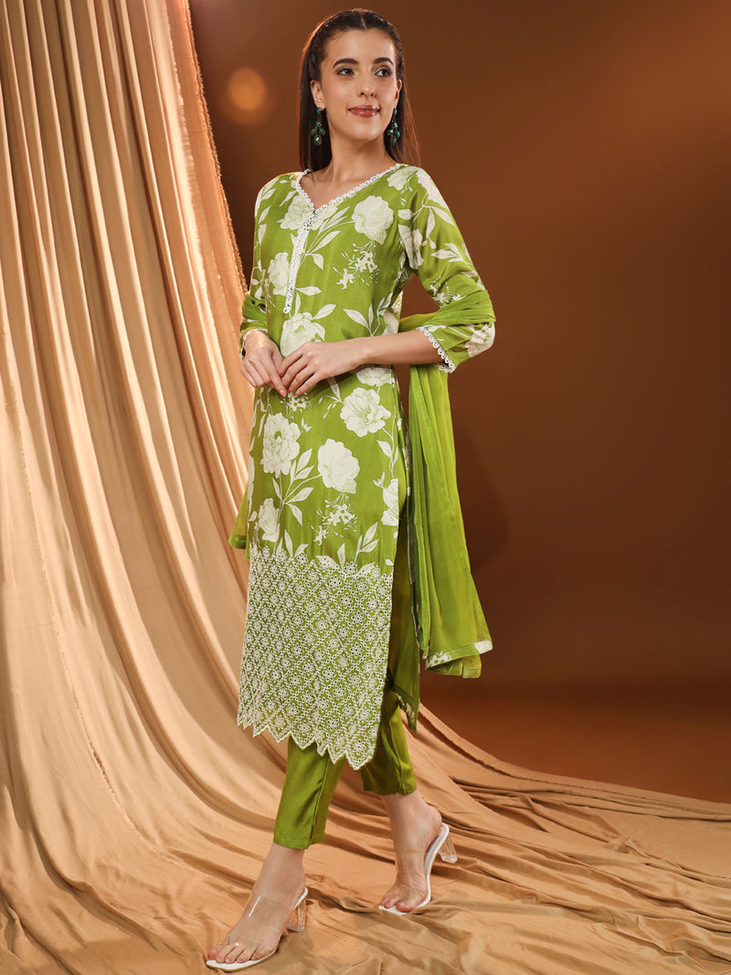 Lush White Print Greeny Kurta Set