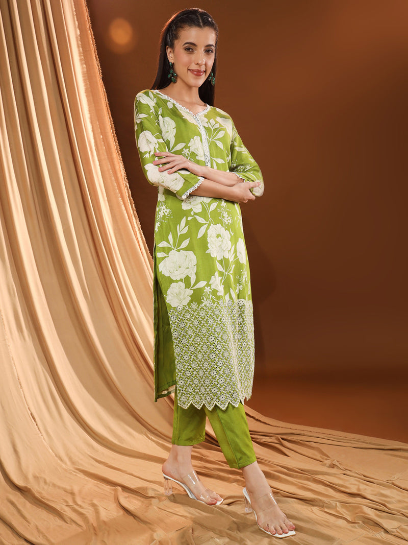 Lush White Print Greeny Kurta Set