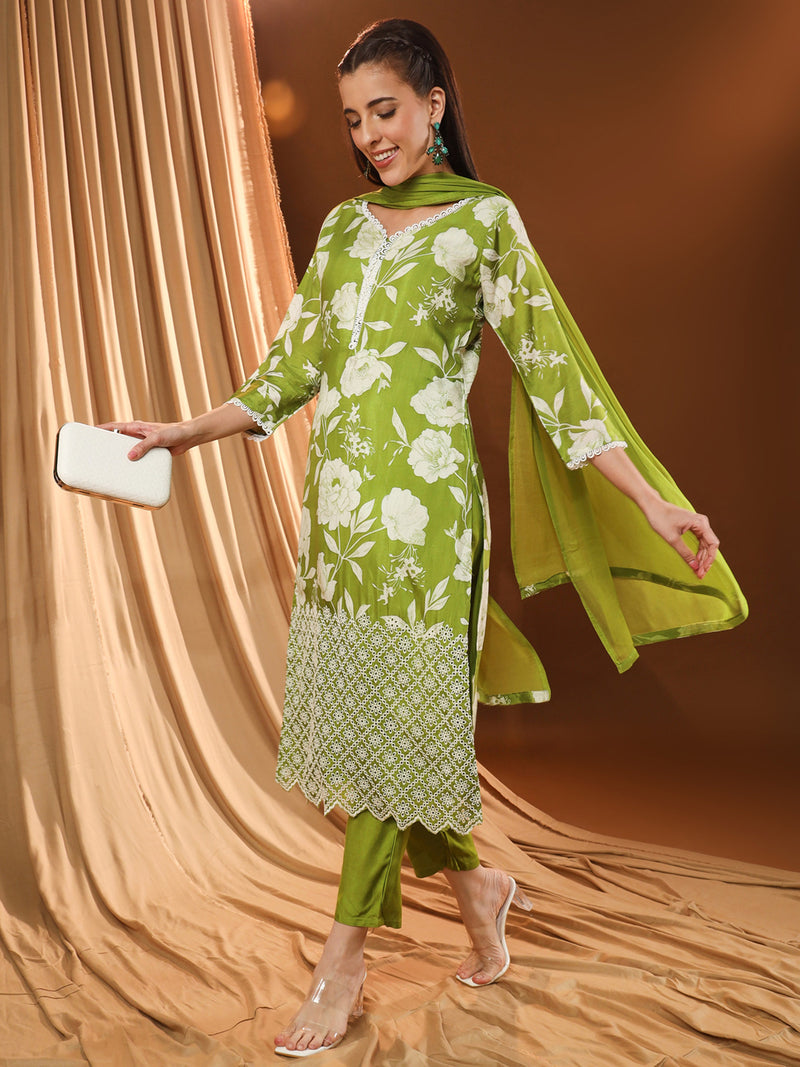 Lush White Print Greeny Kurta Set