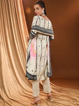 Ivory Sinecure White Striped Kurta Set