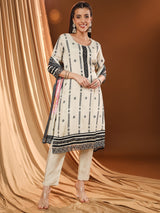 Ivory Sinecure White Striped Kurta Set