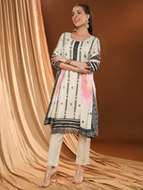 Ivory Sinecure White Striped Kurta Set