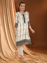 Ivory Sinecure White Striped Kurta Set