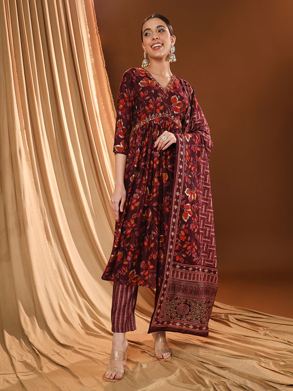 Wine Delicacy Maroon Kurta Set