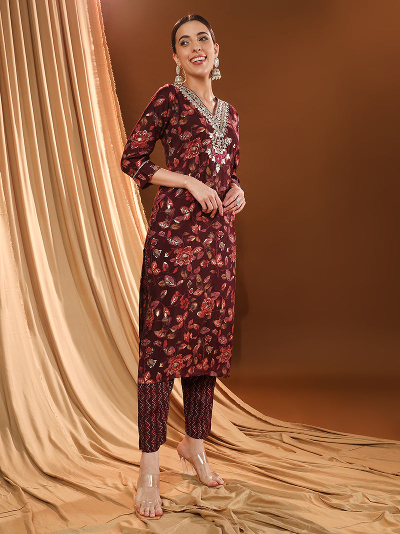 Embroidered Charm V-neck Kurta Set