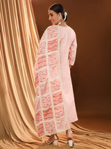 Soft Pink Check Dupatta Kurta Set