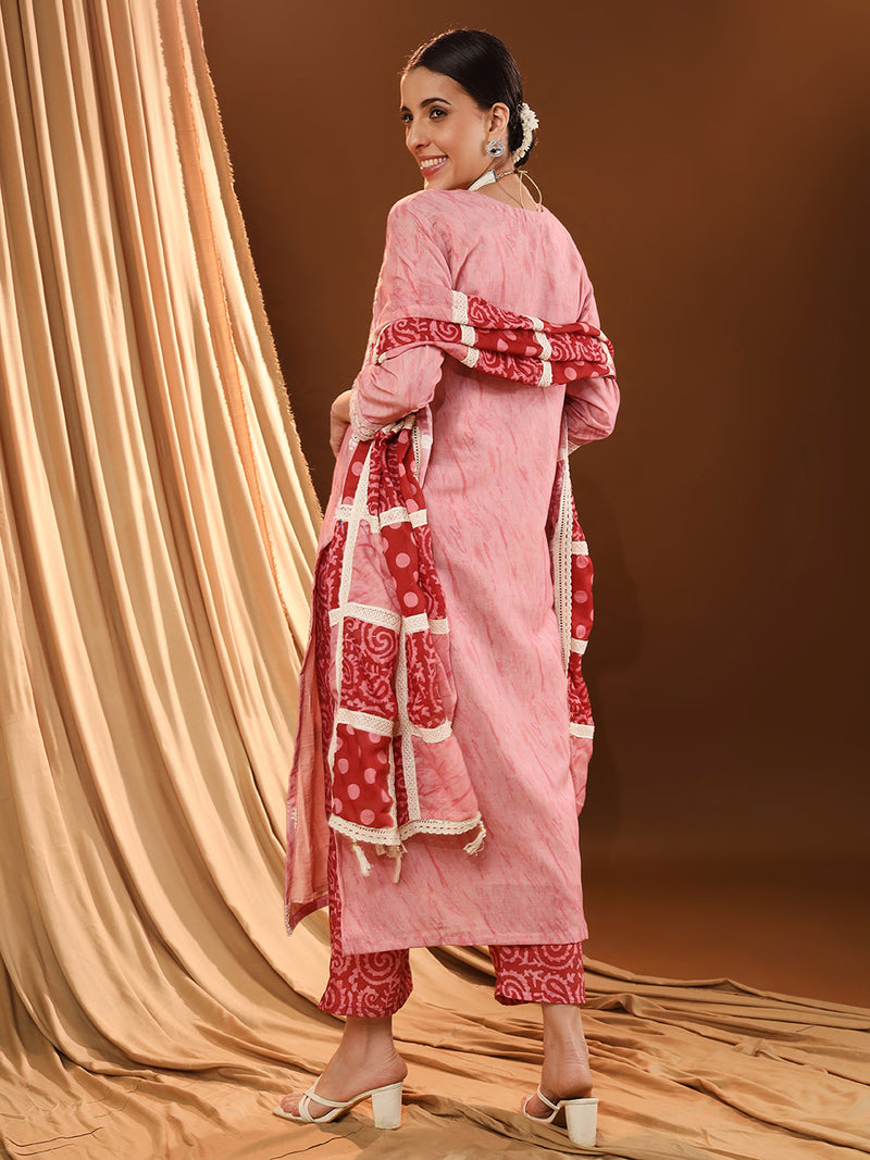 Pink Euphoria Red Dupatta Kurta Set