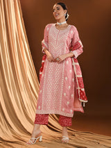 Pink Euphoria Red Dupatta Kurta Set