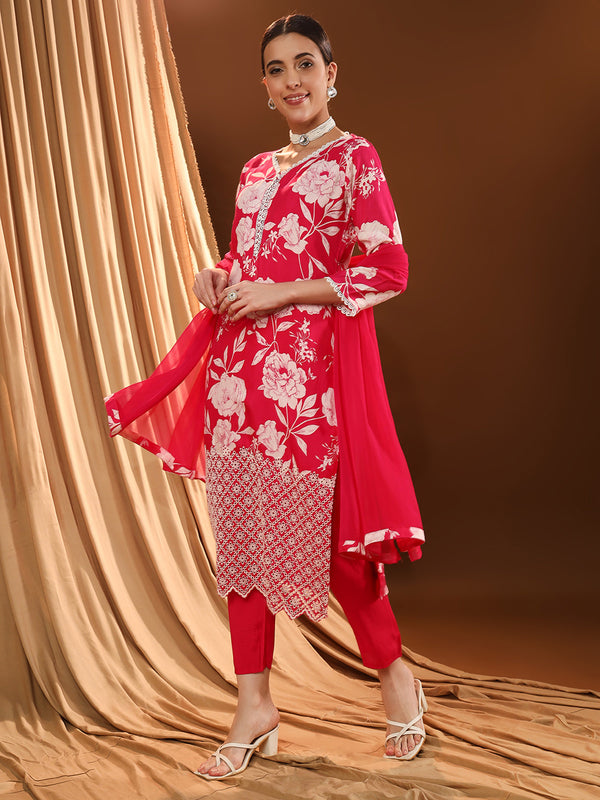 Reddening White Print Kurta Set