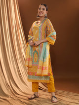 Beige Charm V-neck Kurta Set