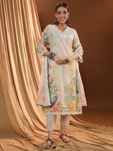 Creamy Floral Fantasy Kurta Set