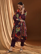 Maroon Magic Multi-print Kurta Set