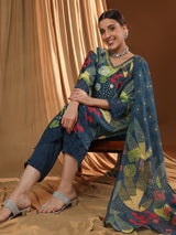 Printed Grace V-neck Kurta Set