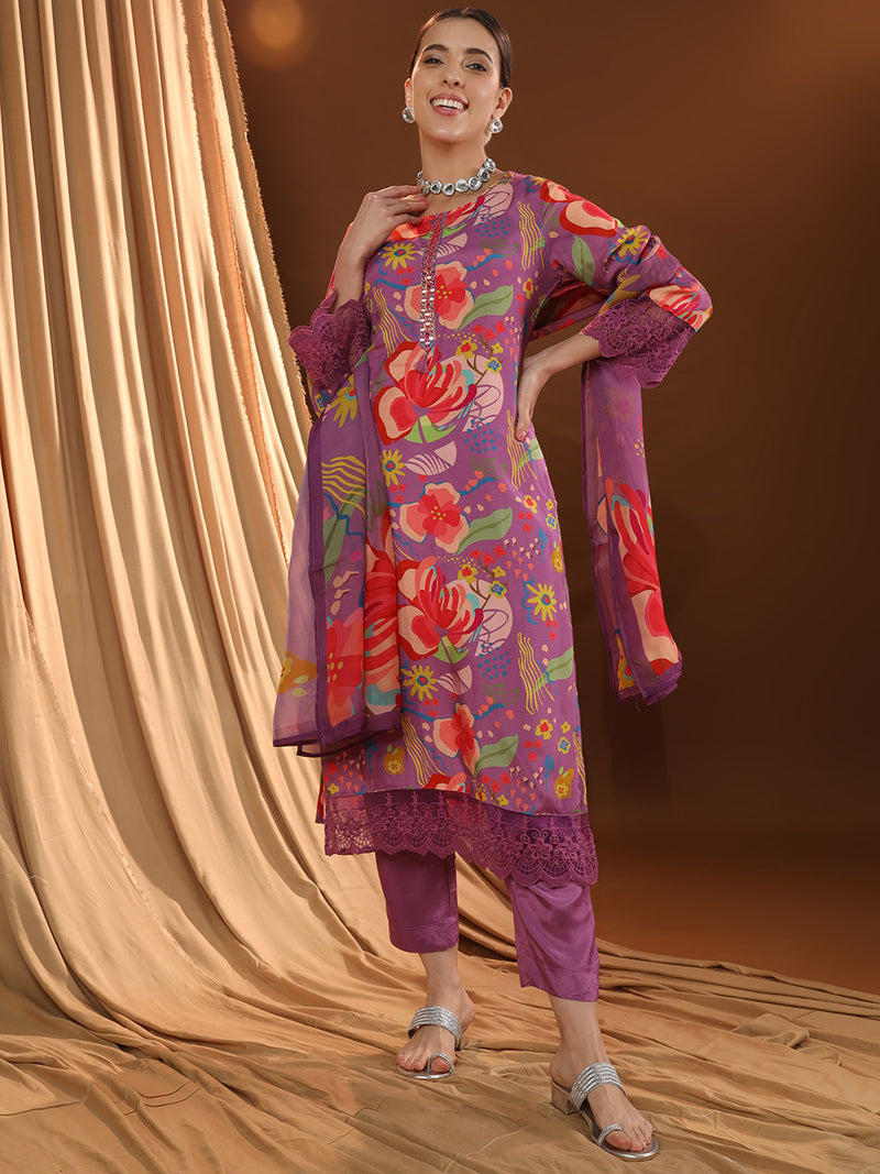 Pink Conformity Multi-print Kurta Set