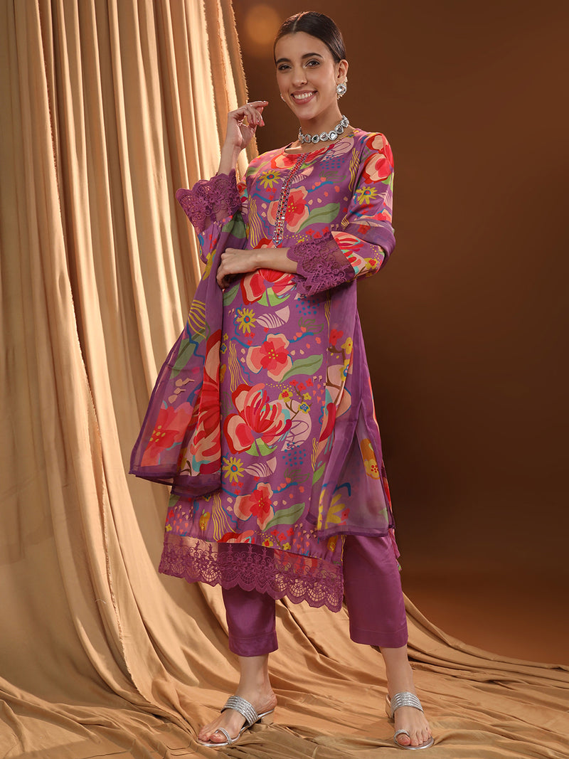 Pink Conformity Multi-print Kurta Set