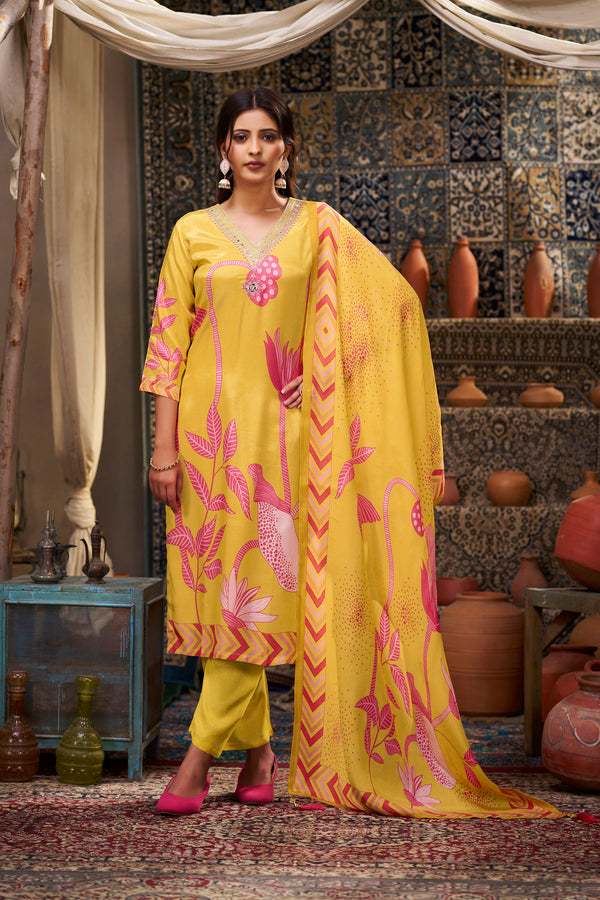 Sunshine Elegance Muslin Kurta set