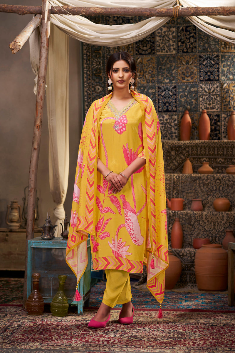 Sunshine Elegance Muslin Kurta set