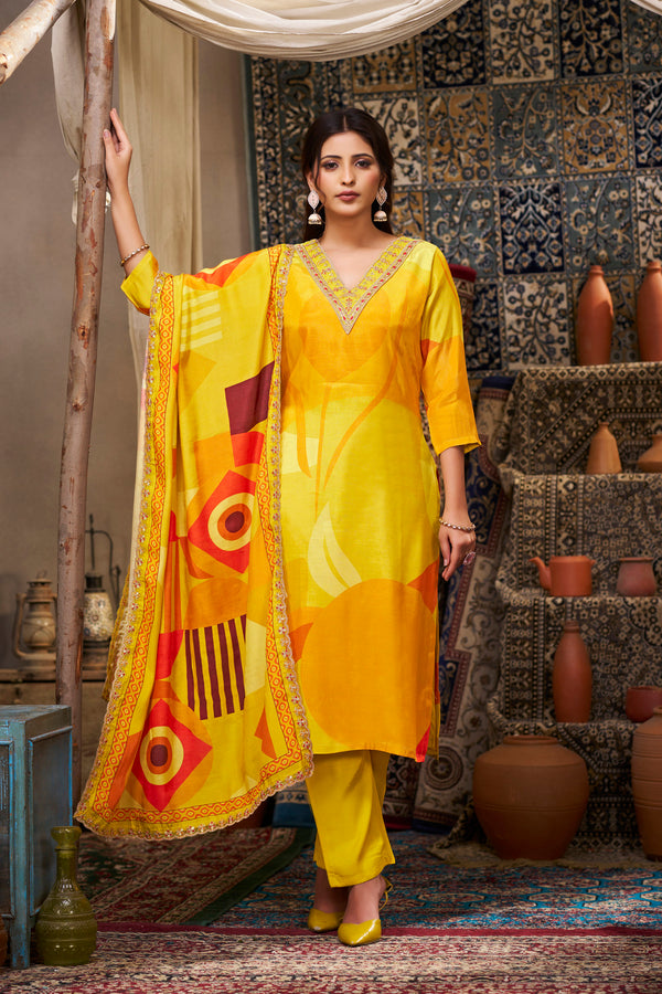 Yellow Charm Muslin Kurta set