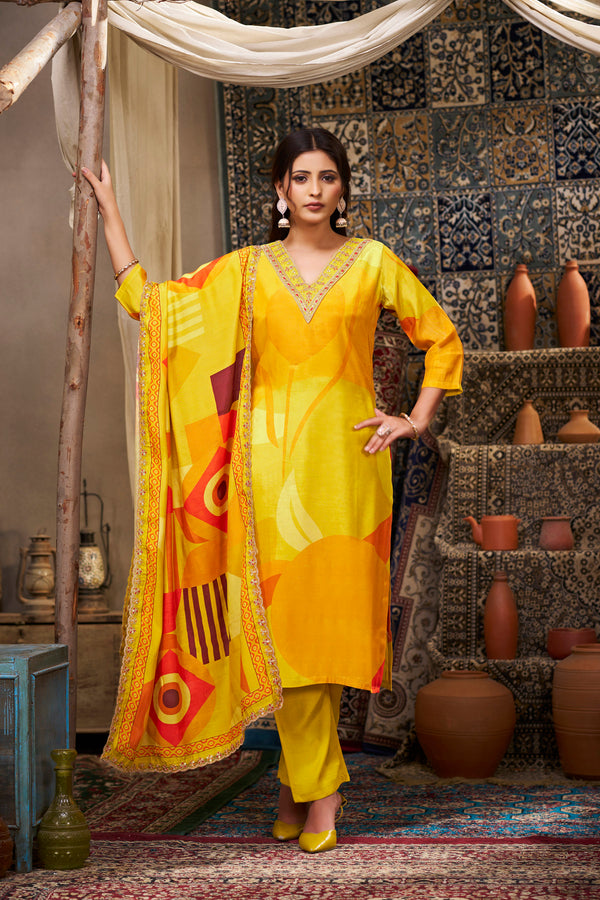 Yellow Charm Muslin Kurta set