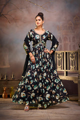 Mystic Black Blossom Gown set