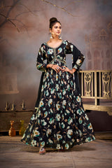 Mystic Black Blossom Gown set