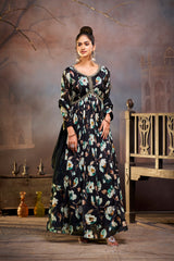 Mystic Black Blossom Gown set