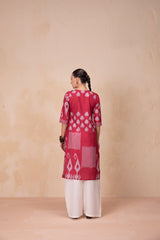 Ruby Glow Linen Kurti