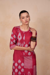 Ruby Glow Linen Kurti