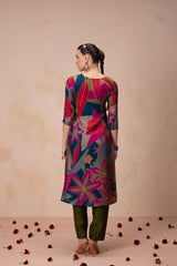 V Shape Printed Kurta Set with Dupatta